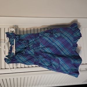 OP Purple Plaid Sleeveless Dress with Ruffles and Pockets, Size XS